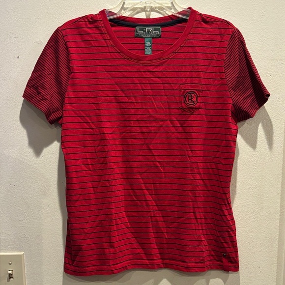 Ralph Lauren Active Red with Black Stripes Tee - Picture 1 of 4